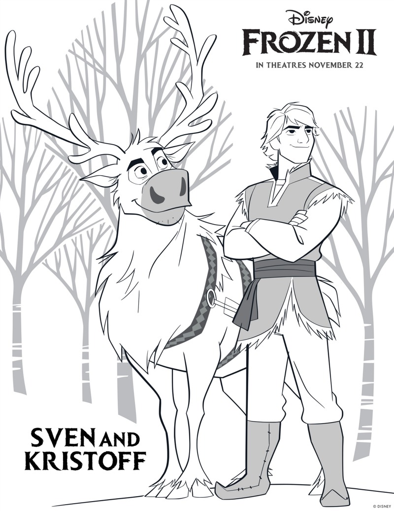 Frozen Kristoff and Sven Coloring Page - Mama Likes This