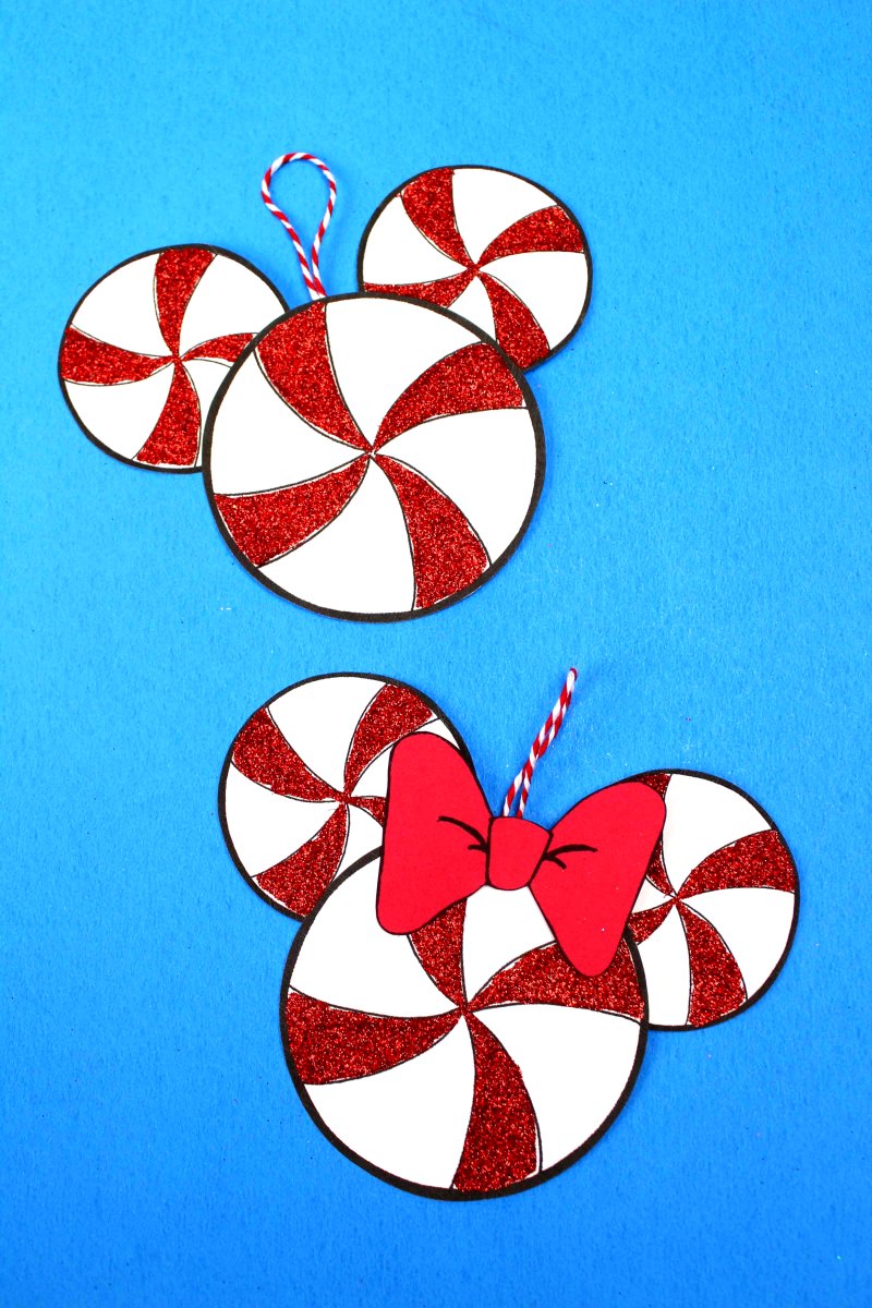 Peppermint Mickey Craft #DisneyOrnament #MickeyHeadCrafts #DisneyCrafts