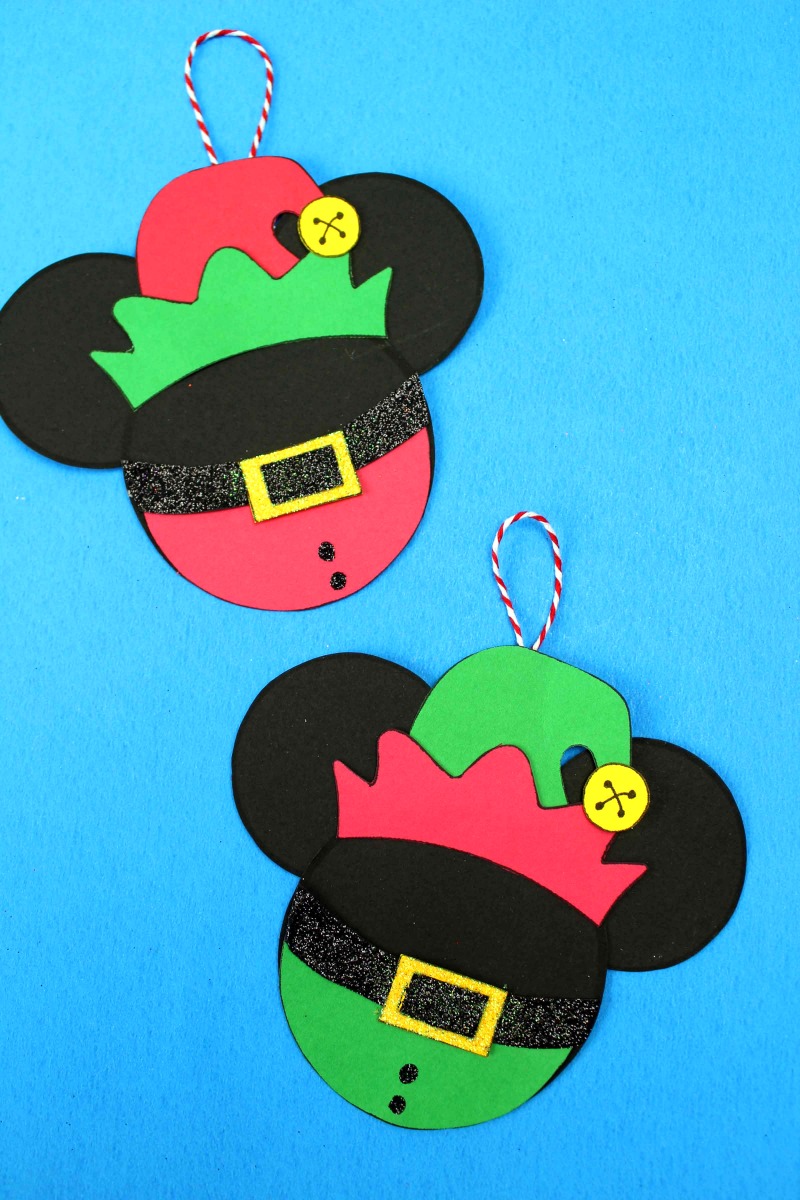 Disney Christmas Elf Mickey Craft #DisneyCrafts #MickeyHeadCrafts #MickeyHead #DisneyOrnaments