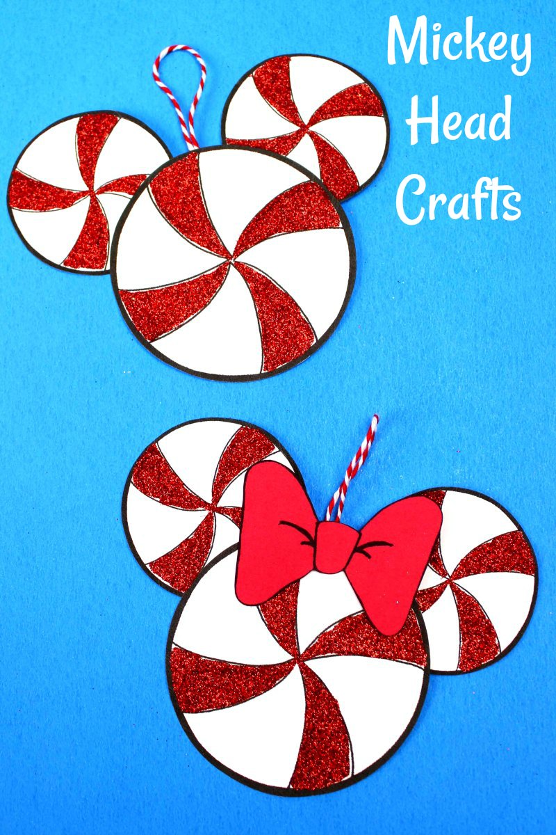 Peppermint Mickey Craft #DisneyOrnament #MickeyHeadCrafts #DisneyCrafts