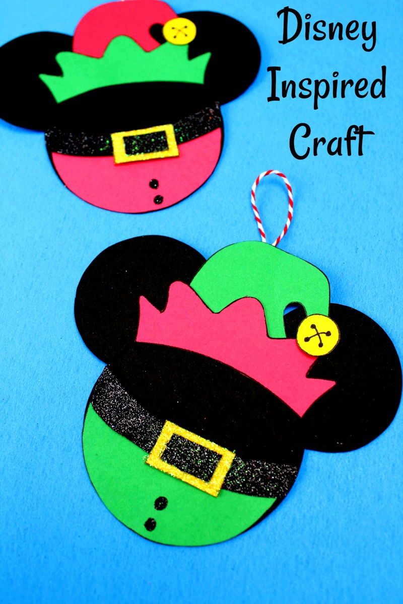 Disney Christmas Elf Mickey Craft #DisneyCrafts #MickeyHeadCrafts #MickeyHead #DisneyOrnaments