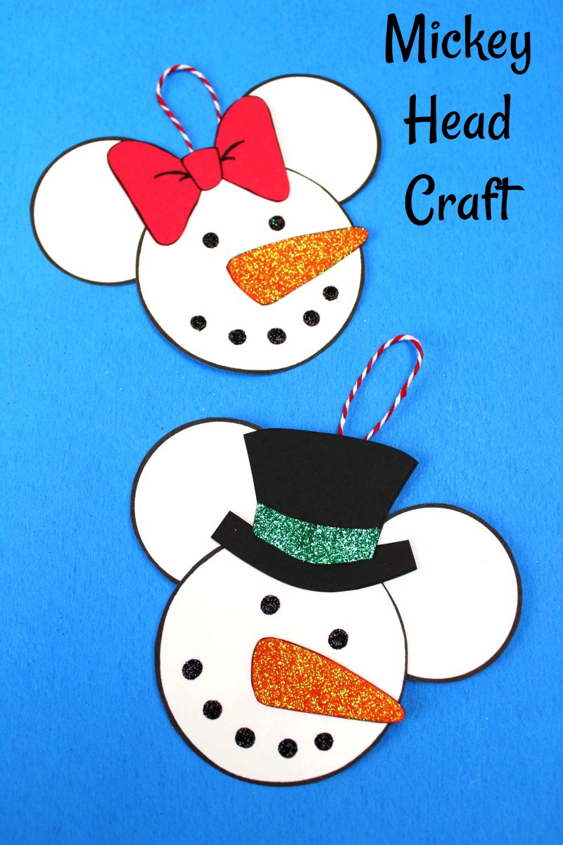 Minnie and Mickey Snowman Craft #DisneyCraft #DisneyOrnament #MickeyHeadCrafts