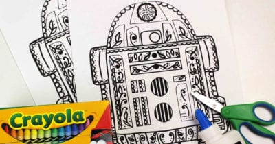 feature r2-d2 sugar skull coloring page