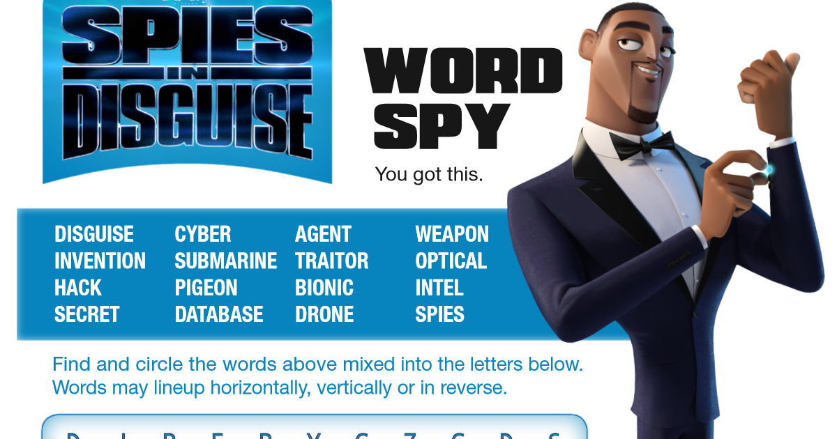 Spies in Disguise Crossword Puzzle - Mama Likes This