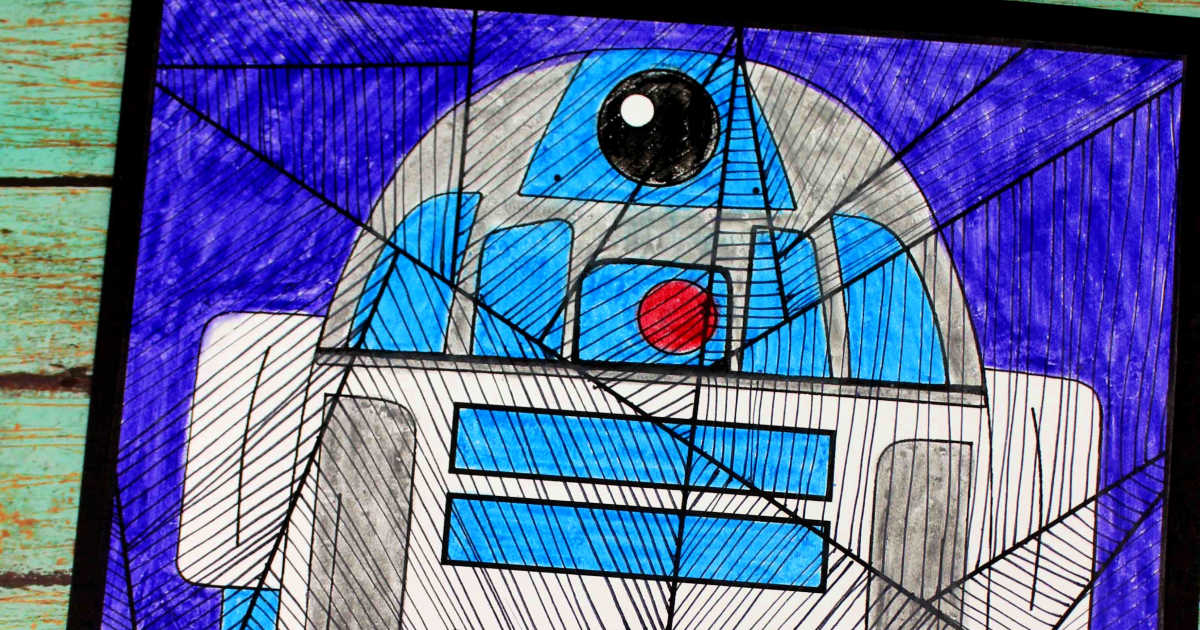 feature star wars r2d2 line art craft