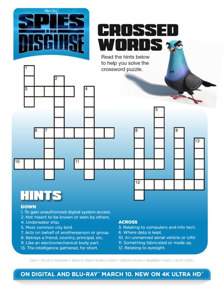 Spies in Disguise Crossword Puzzle Mama Likes This