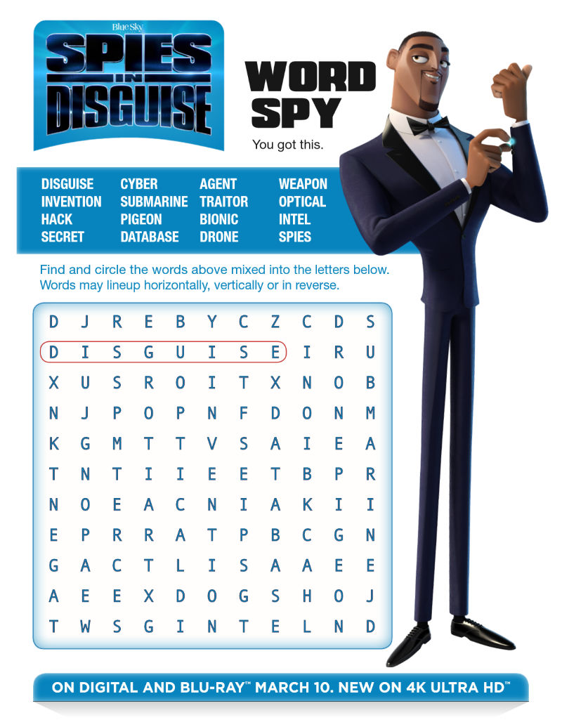 Spies in Disguise Crossword Puzzle - Mama Likes This