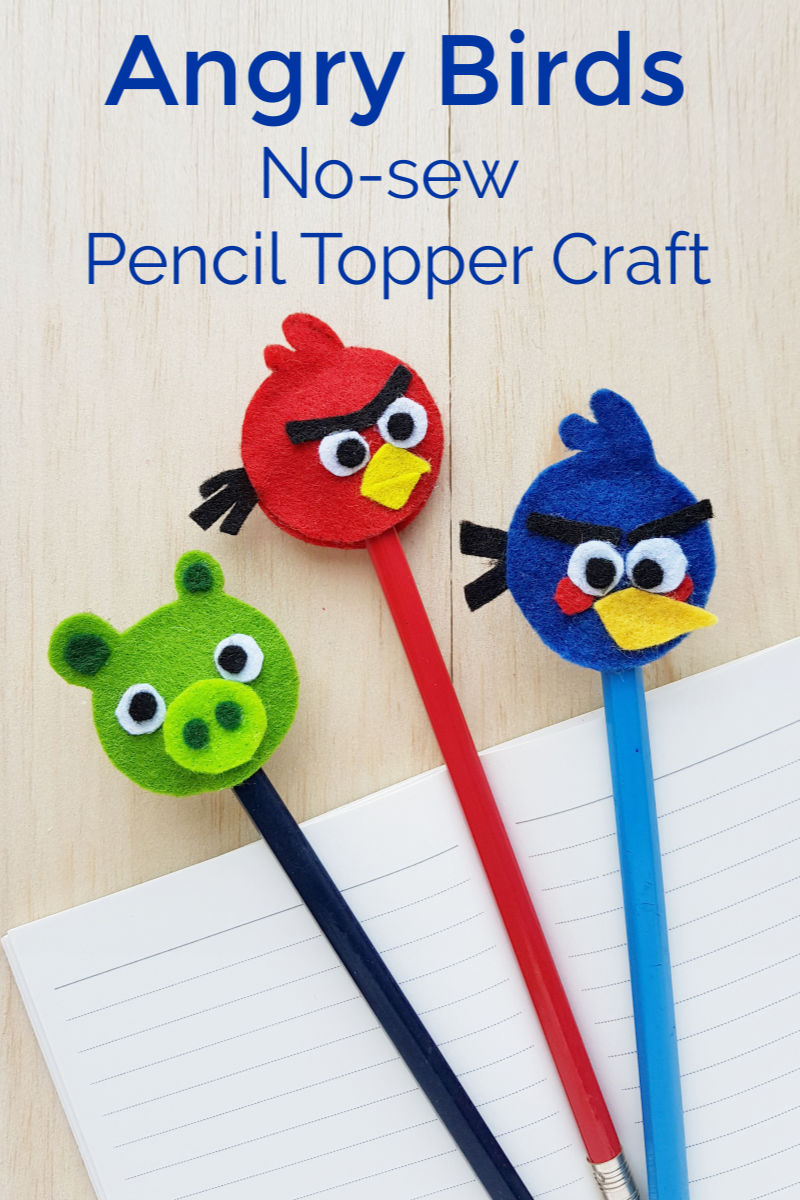 Angry Birds Felt Pencil Toppers Craft with free printable template #AngryBirds #AngryBirdsMovie #AngryBirdsCraft #AngryBirdsCrafts #FeltCrafts