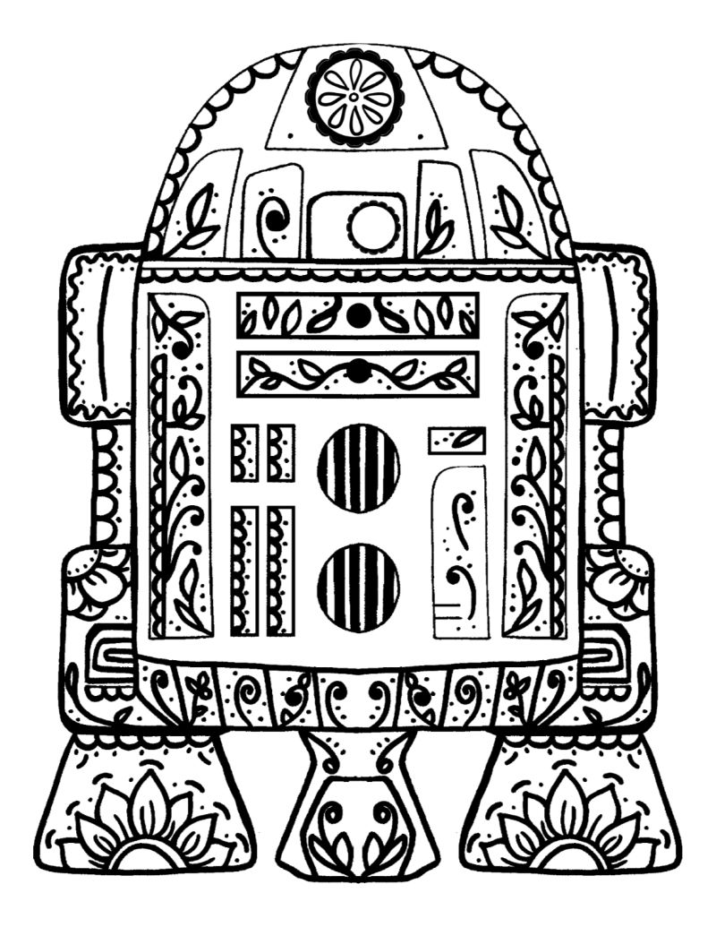 pin free printable r2-d2 sugar skull coloring page