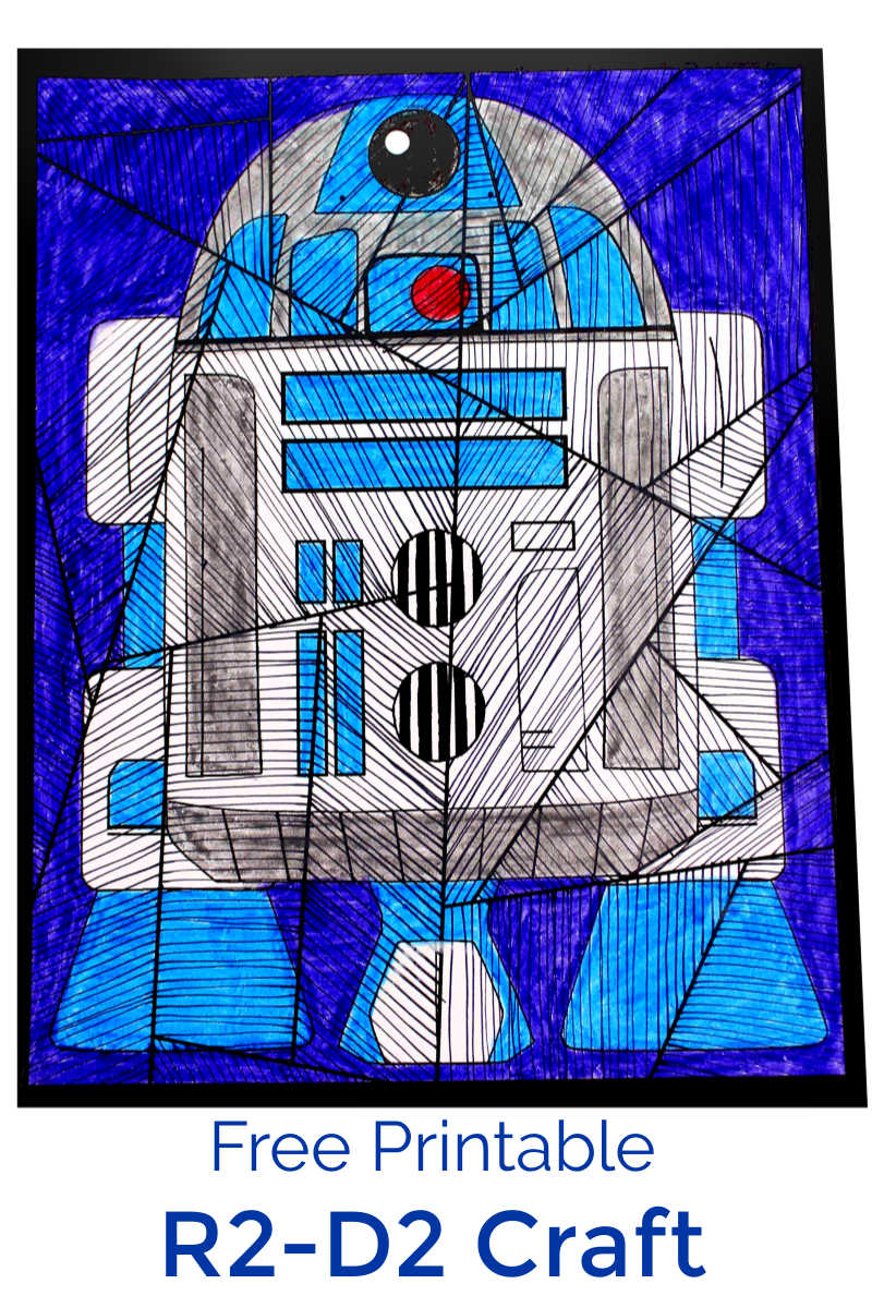 Star Wars Inspired R2-D2 Line Art Craft #StarWars #StarWarsCrafts #StarWarsCraft #R2D2 #R2D2Craft #DisneyCraft