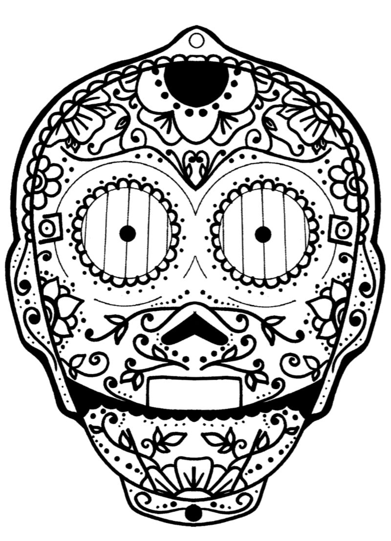 pin star wars c3po sugar skull coloring page