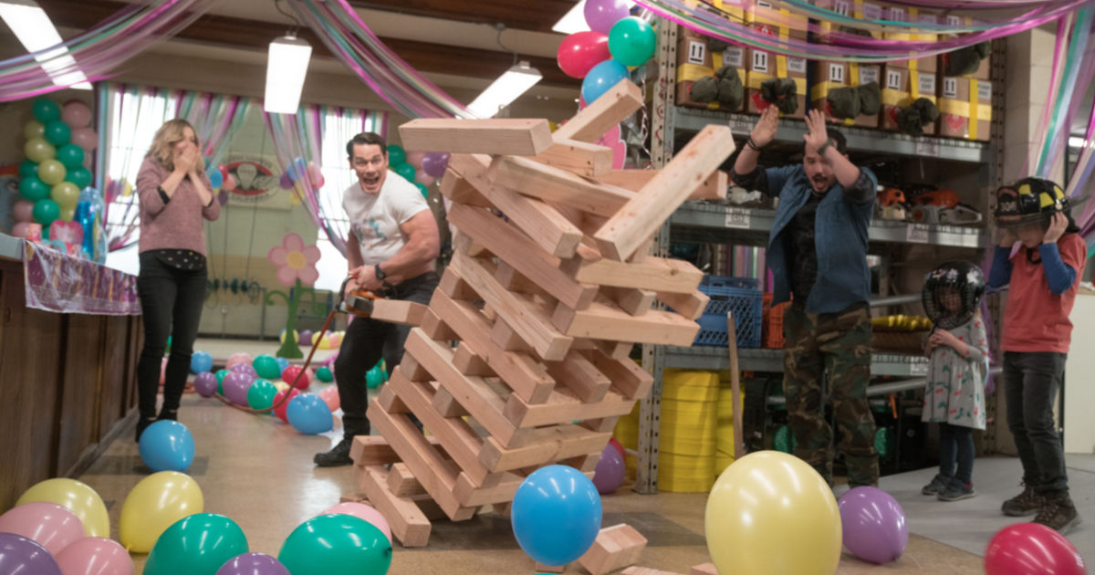 playing giant jenga at party