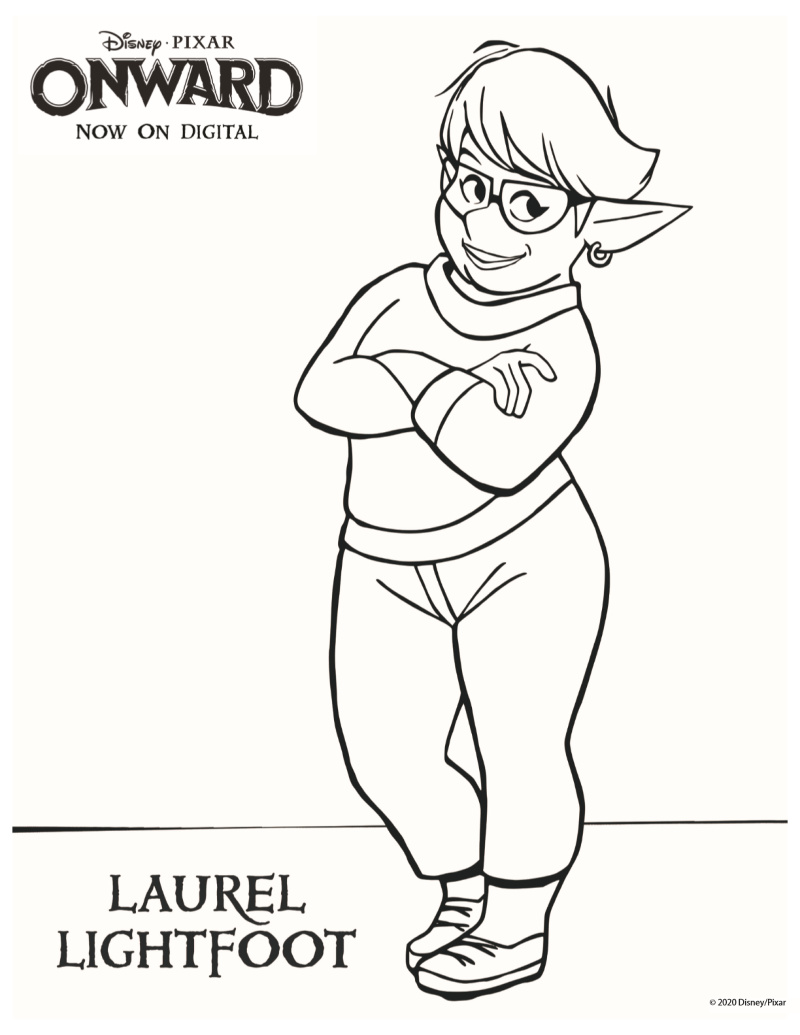 Free Printable Pixar Onward Laurel Lightfoot Coloring Page #LaurelLightfoot #OnwardColoringPage #PixarOnward