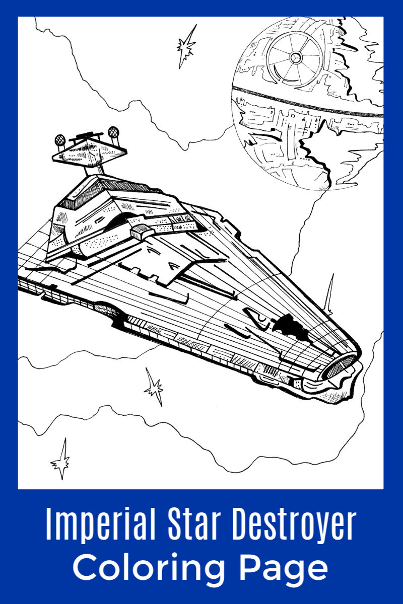 Free Printable Imperial Star Destroyer Coloring Page #StarWars #StarWarsColoringPage #StarDestroyer #ImperialStarDestroyer #FreePrintable