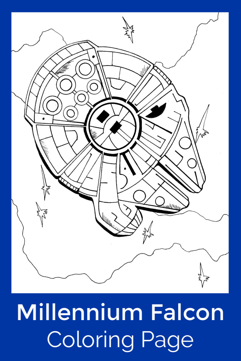 Free Printable Millennium Falcon Coloring Page #MillenniumFalcon #StarWars #StarWarsColoringPage