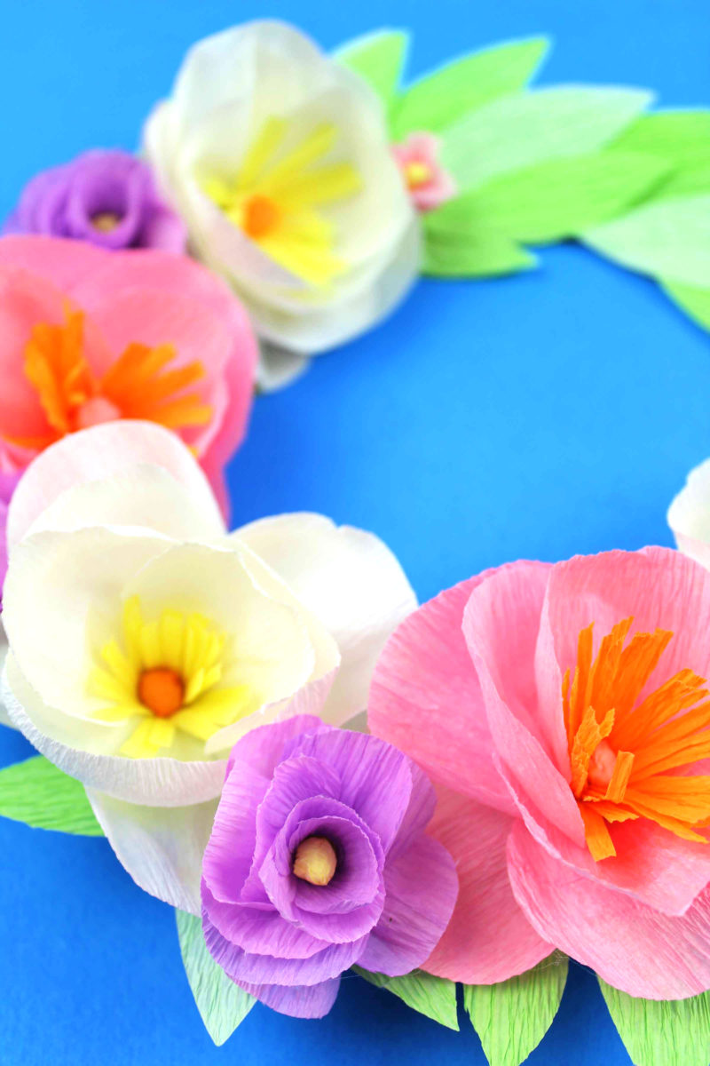 Spring Crepe Paper Flower Wreath Craft