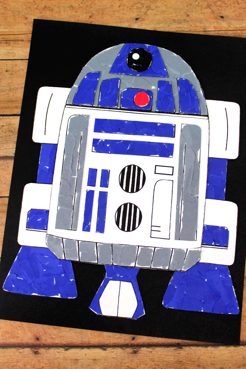 Star Wars Inspired R2D2 Torn Paper Craft #StarWarsCraft #DisneyCraft #R2D2Craft #TornPaperCraft