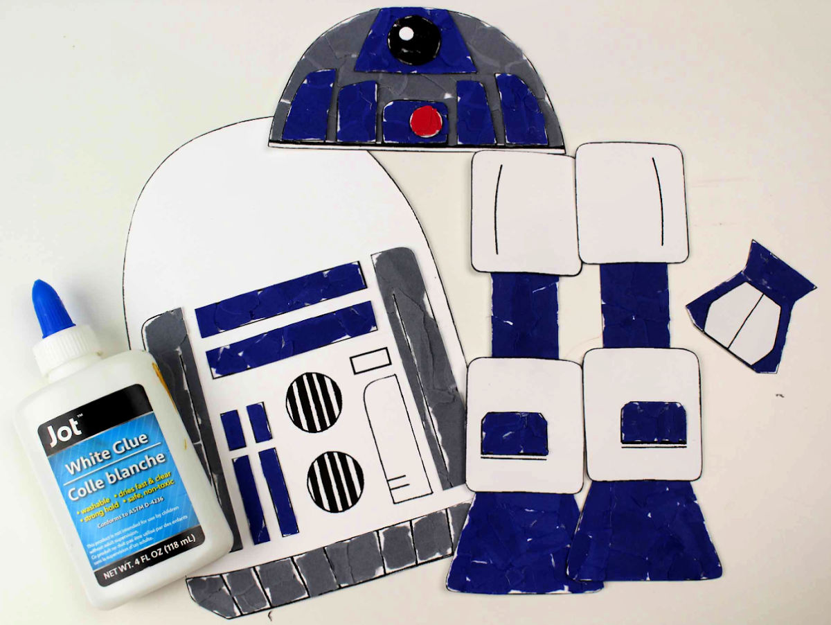 torn paper r2d2 craft parts