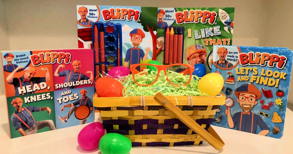 easter basket with blippi books