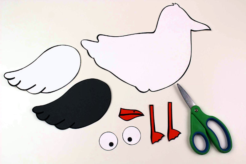 pieces for seagull paper craft