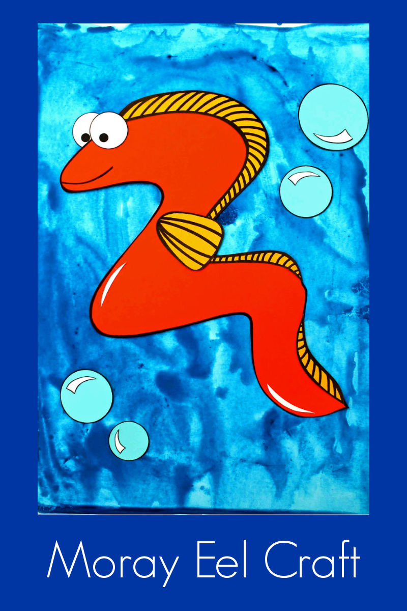 Moray Eel Craft with Free Printable Template #MorayEel #EelCraft #UnderTheSea #UnderTheSeaCraft