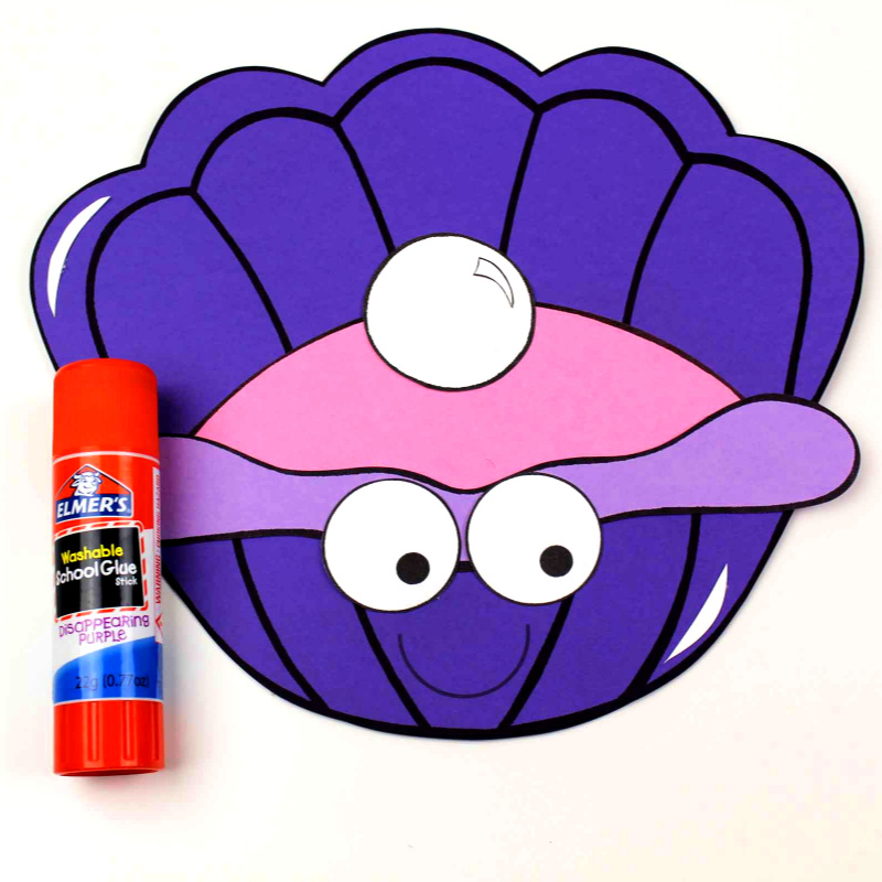 printable clam craft and glue stick