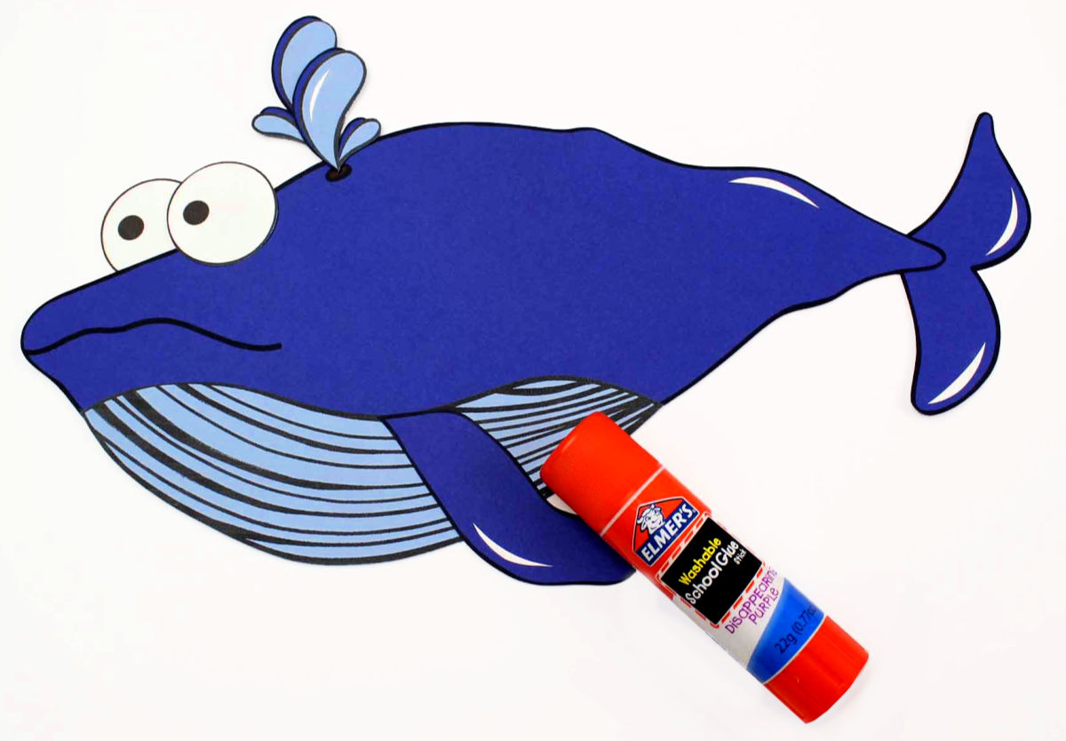 glue paper blue whale craft