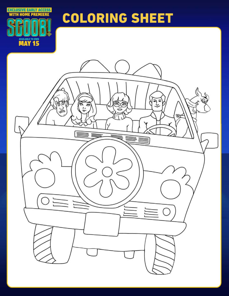 Free Printable Scooby Doo Mystery Machine Coloring Page #Scoob #ScoobyDoo #MysteryMachine