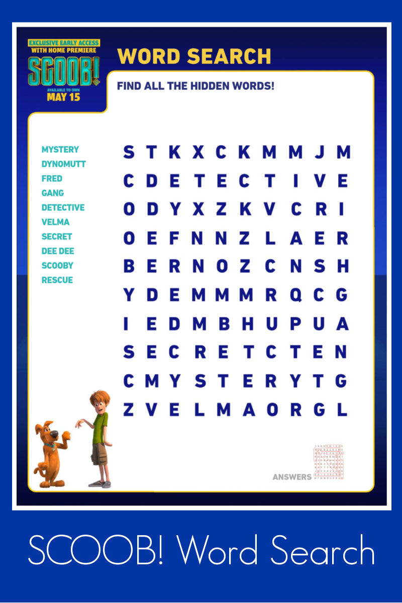 Scoob Word Search Activity Page #Scoob #ScoobyDoo #WordSearch