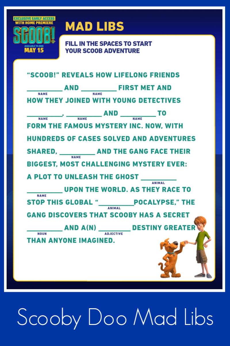 Free Printable Scooby Doo Mad Libs #Scoob #ScoobyDoo #MadLibs