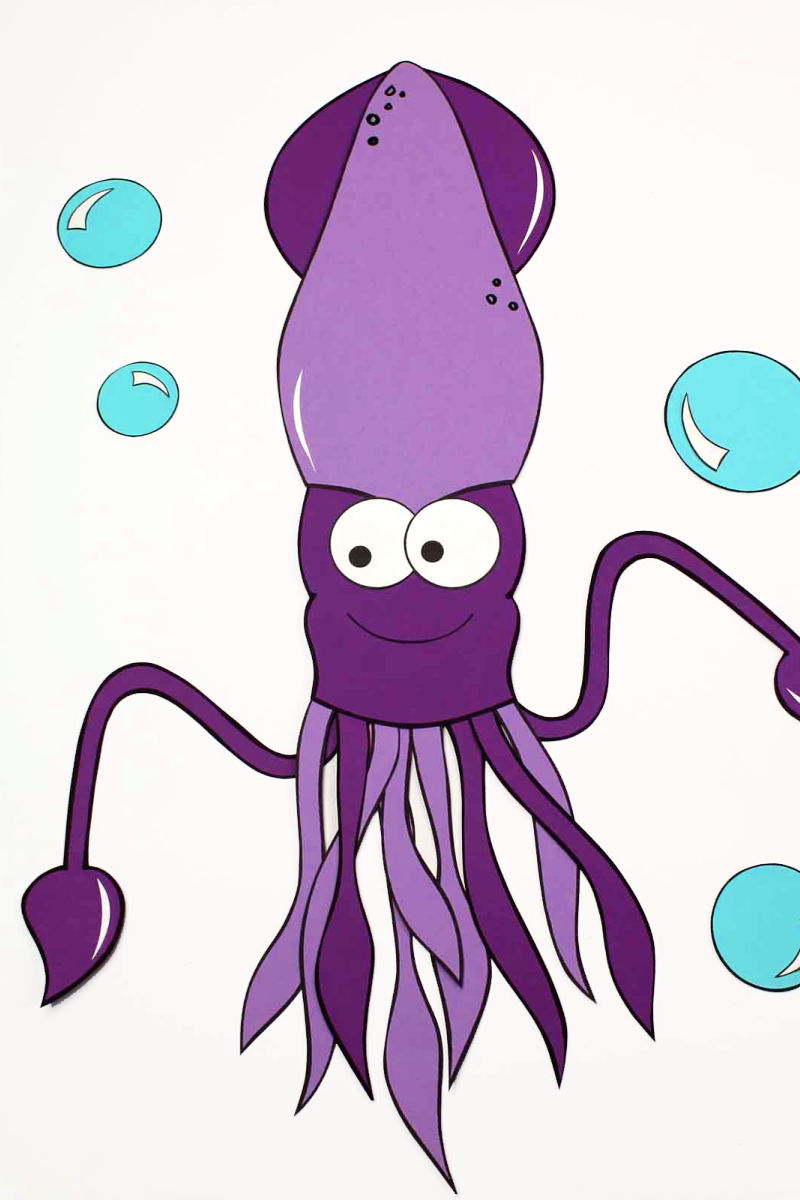 Free Printable Paper Squid Craft #Squid #Squids #SquidCraft