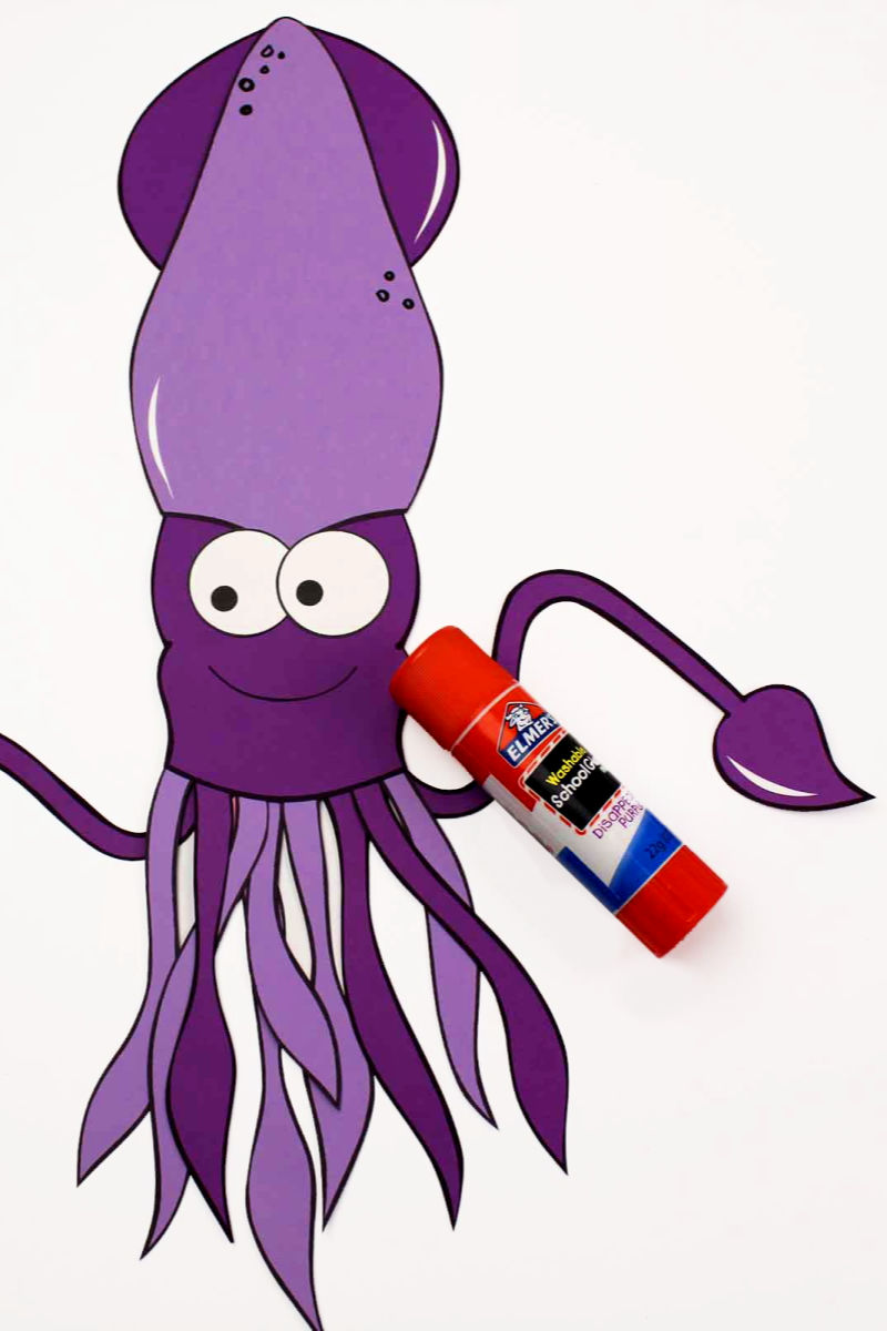 pin squid craft with glue stick