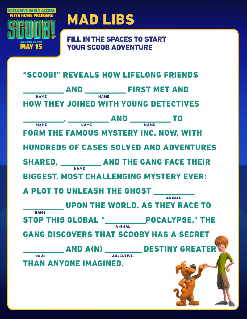 Free Printable Scooby Doo Mad Libs #Scoob #ScoobyDoo #MadLibs