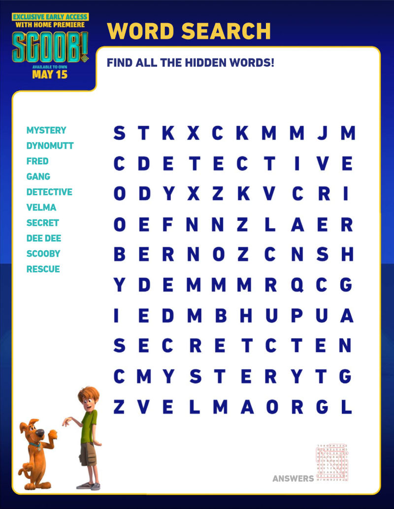 Scoob Word Search Activity Page #Scoob #ScoobyDoo #WordSearch