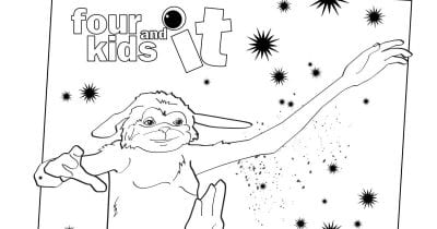 feature four kids and it coloring page