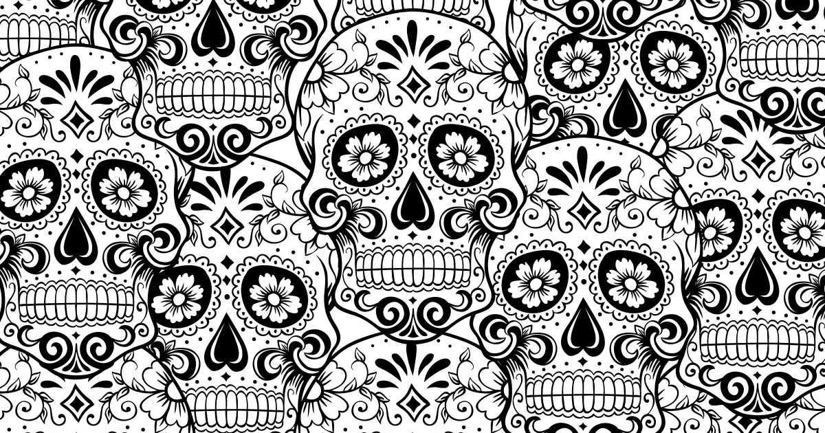 detailed coloring pages for adults skull