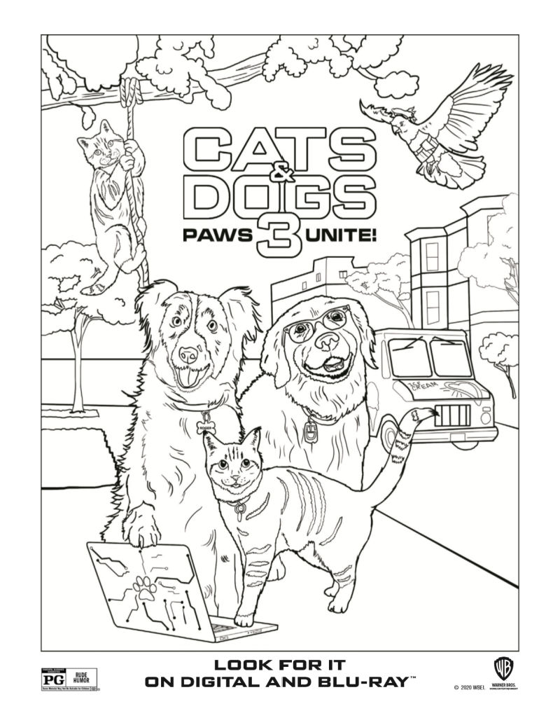full cats and dogs coloring page