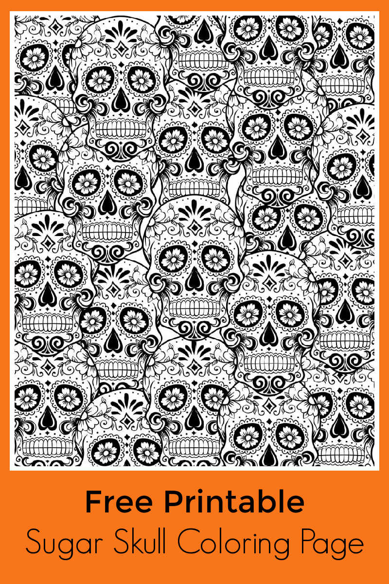 Sugar Skull Adult Coloring Page #AdultColoringPage #FreeColoringPage #DayOfTheDead #DiaDeLosMuertos