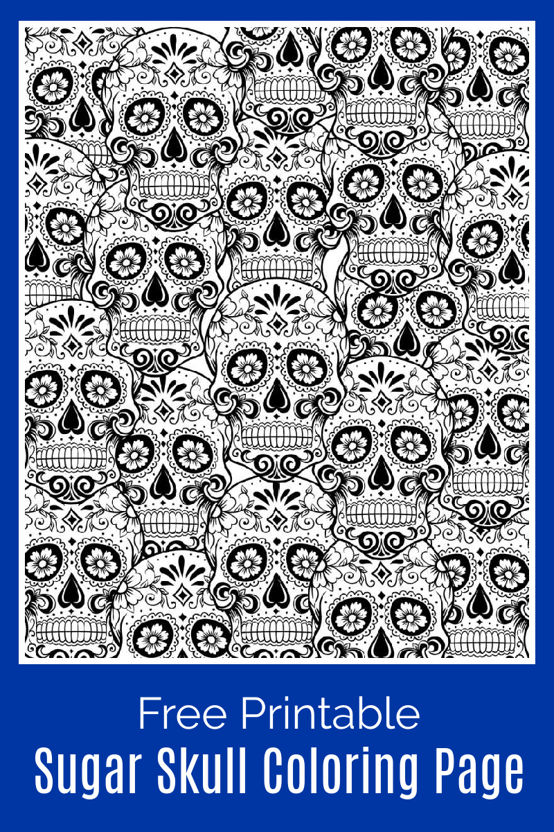 Sugar Skull Adult Coloring Page #AdultColoringPage #FreeColoringPage #DayOfTheDead #DiaDeLosMuertos