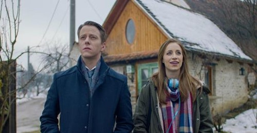 young man and woman in polish village