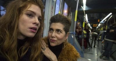 women in Tramway in Jerusalem