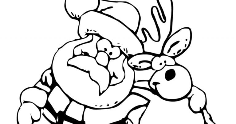 Santa and Rudolph Christmas Buddies Coloring Page - Mama Likes This