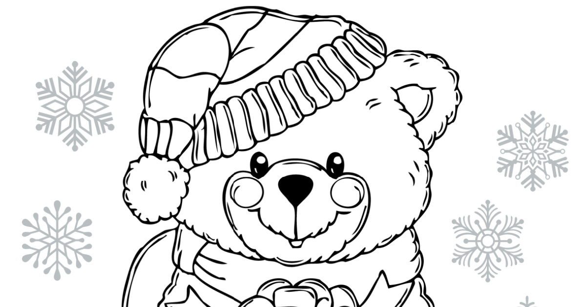 feature christmas bear coloring page