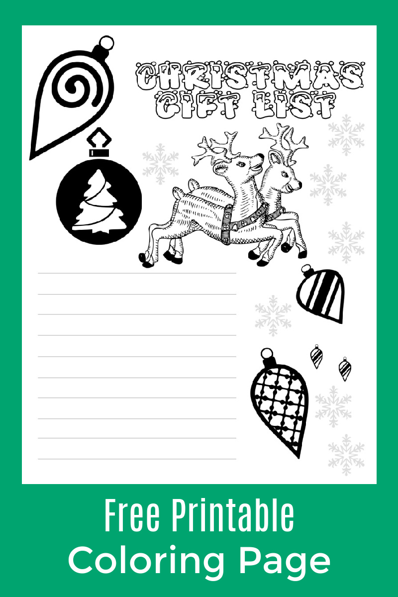 Christmas Gift List Coloring Page #FreePrintable