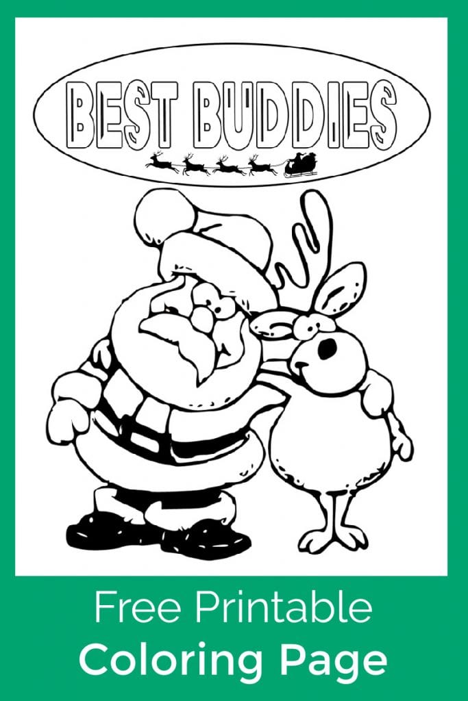 Santa and Rudolph Christmas Buddies Coloring Page - Mama Likes This