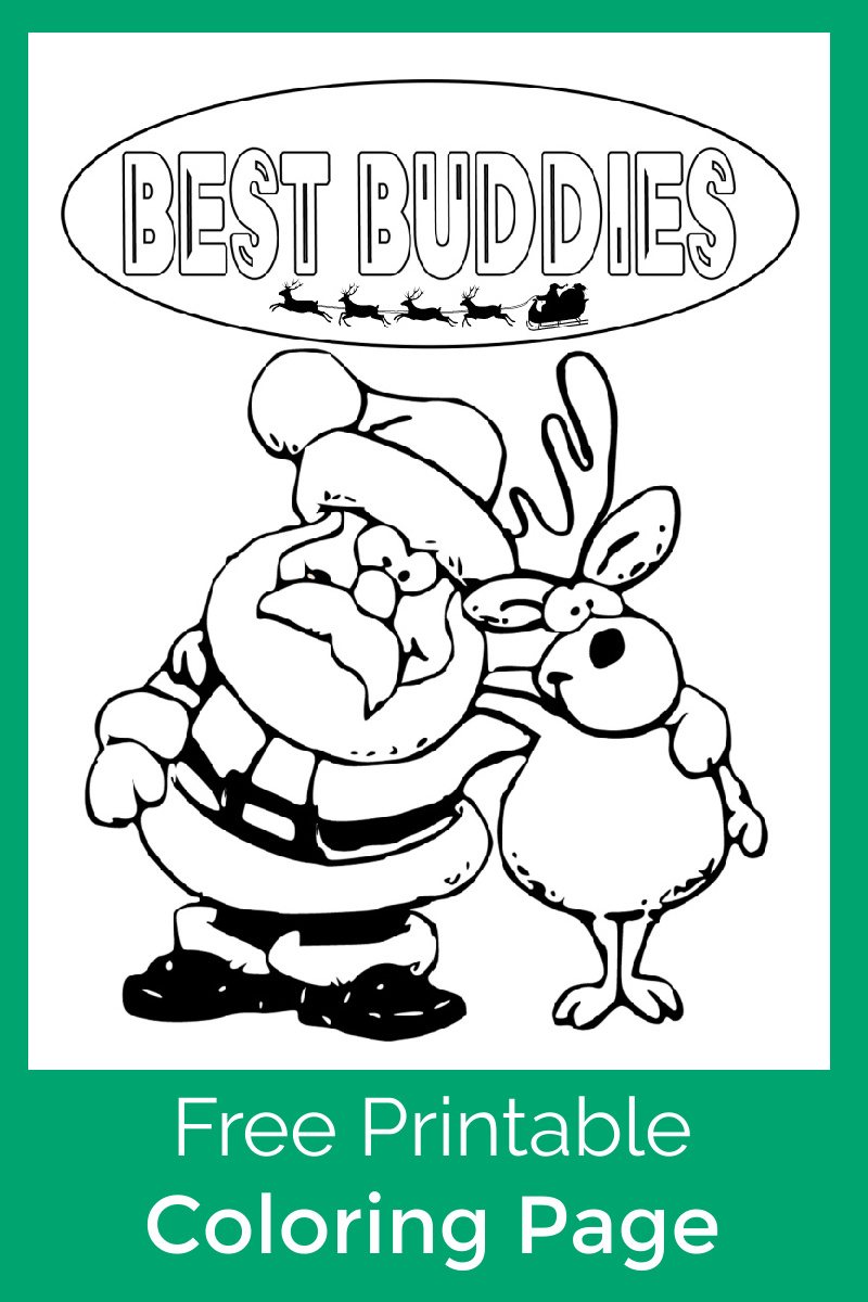 Santa and Rudolph Christmas Buddies Coloring Page