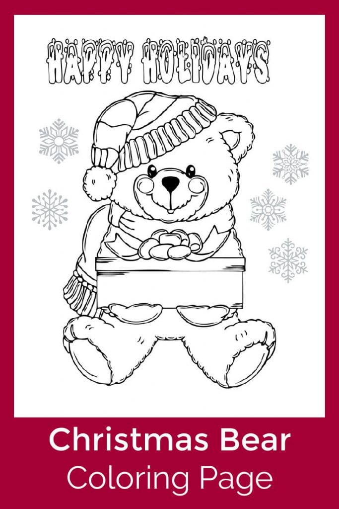 Christmas Bear Coloring Page for The Holidays - Mama Likes This
