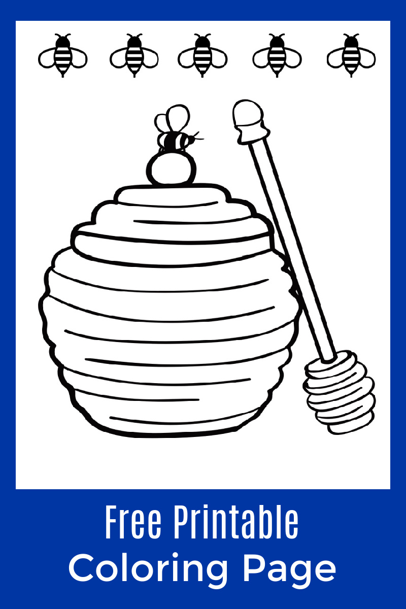 Bees and Honey Pot Coloring Page | Mama Likes This