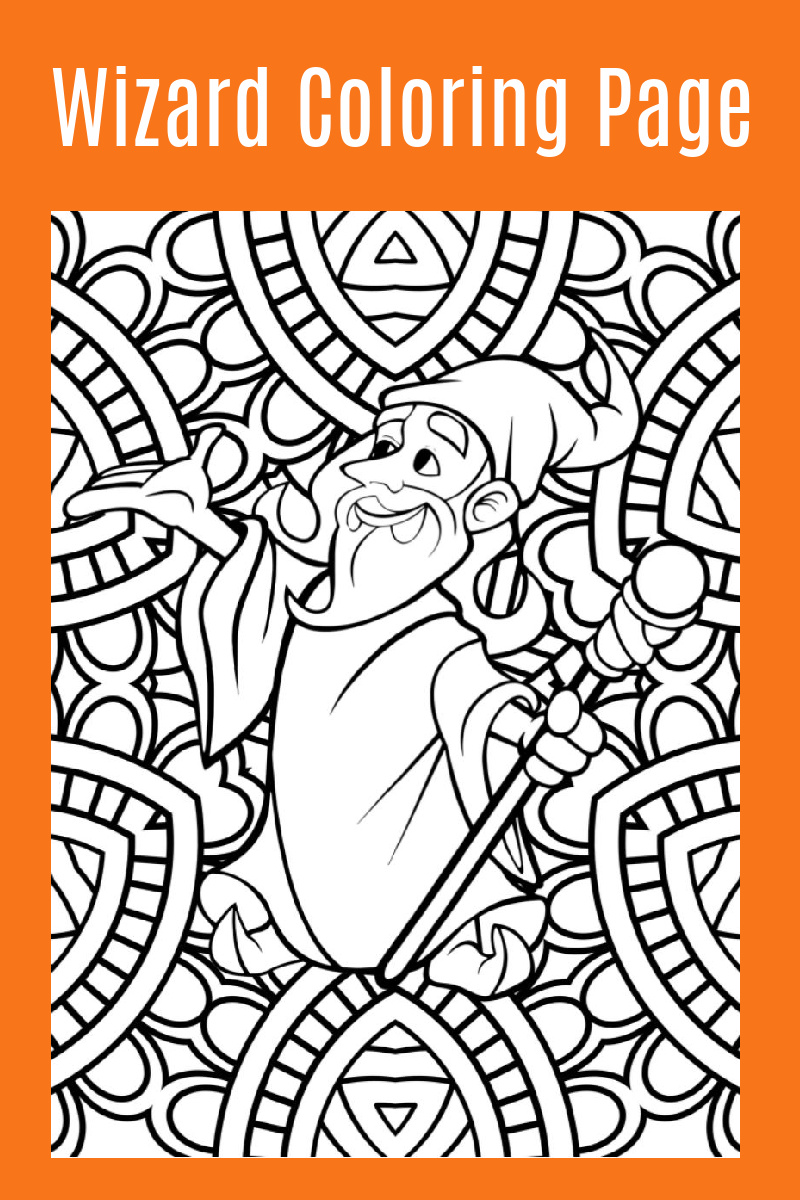 Free Printable Wizard Adult Coloring Page | Mama Likes This