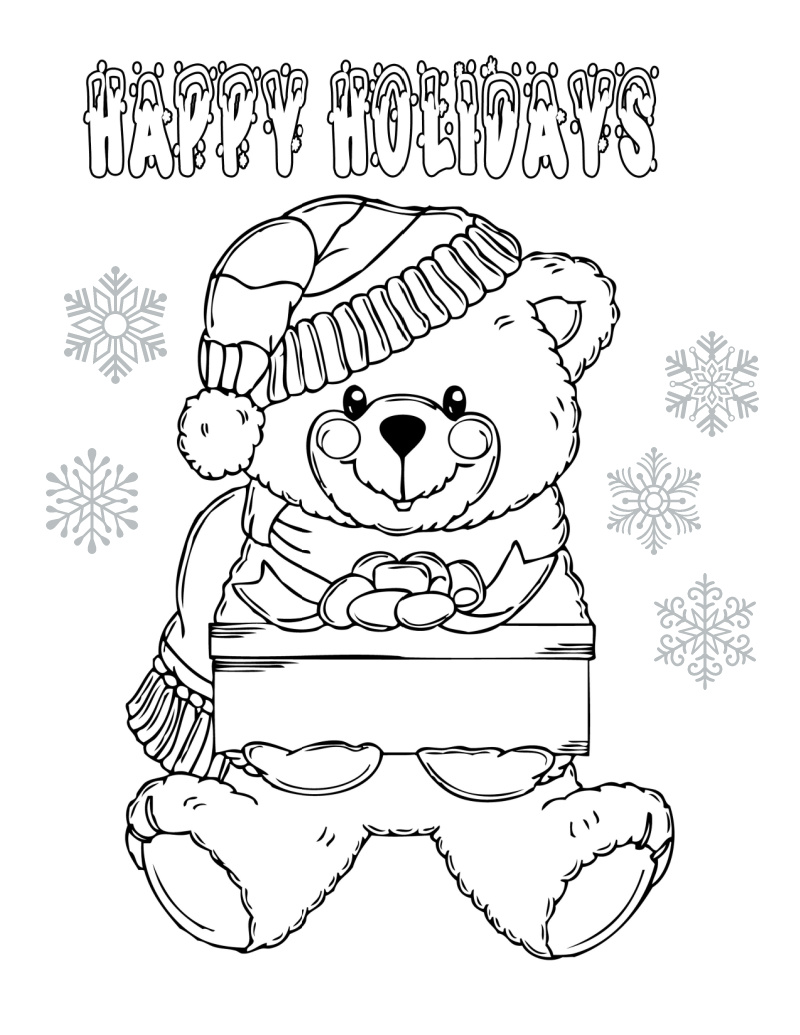 printable christmas bear coloring page